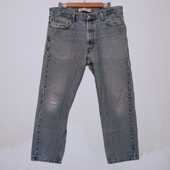 Levis 2000s 505 Regular Fit Light Wash Distressed High Rise Size 14 - Picture 1 of 11
